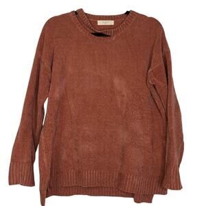 Elodie Burnt Orange Velvet Sweater Cutout Neckline Womens S Fall Cabincore